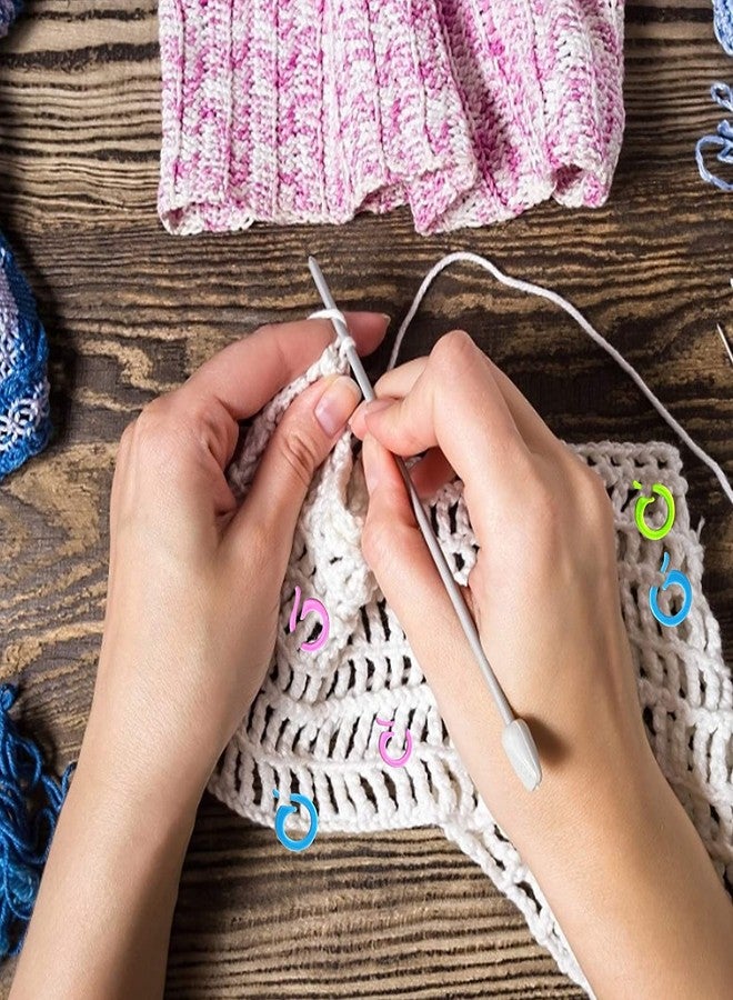 Jasol 24pcs Knitting Stitch Markers 12 Large + 12 Small Plastic Crochet Stitch Markers Knitting Stitch Rings for Sewing Knitting DIY and Handmade Crafts (Random Colors) - Image 5